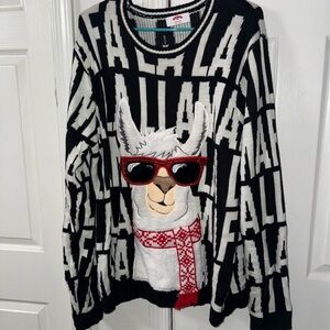 Holiday Time Black and White Llama Sweater